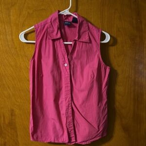 Pink Sleeveless Button-Up Top Size Small: C